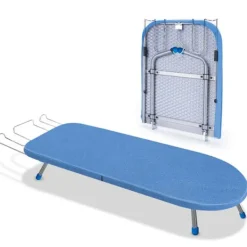 VRIETINA Strykjärn-Mini Strykbord, Fällbart Kompakt Strykbord, med Strykjärnshållare och Upphängningskrok, 83 x 31 cm,