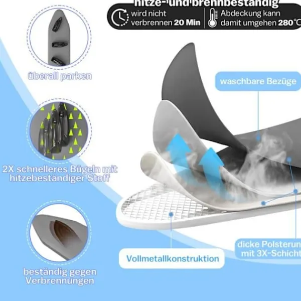 VRIETINA Strykjärn-Mini Strykbord, Fällbart Kompakt Strykbord, med Strykjärnsavlastning och Upphängningskrok, 83 x 31 cm,