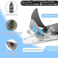 VRIETINA Strykjärn-Mini Strykbord, Fällbart Kompakt Strykbord, med Strykjärnsstöd och Hängkrok, 83 x 31 cm,