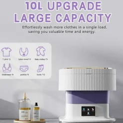 Tvättmaskiner-Mini Tvättmaskin, 10L Portabel Tvättmaskin och Torktumlare Lämplig för Lägenheter, Studenthem, Hotell EU-kontakt