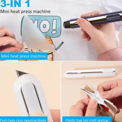 FMYSJ Strykjärn-Mini Värmepress, Liten Värmepressmaskin, Trådlös Värmepress, Värmepressmaskin för DIY-värmeöverföring (FMY)