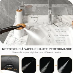 COSTWAY Ångtvättar-Mångsidig Dampförare 2000W , Bedbuggar - 1,5L Behållare, 19 Tillbehör, 4,0 Bar - LED Indikator - 108℃ - Kvalster Orange