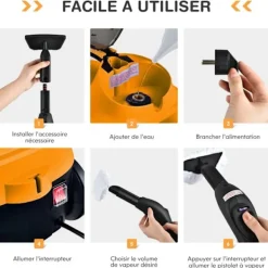 COSTWAY Ångtvättar-Mångsidig Dampförare 2000W , Bedbuggar - 1,5L Behållare, 19 Tillbehör, 4,0 Bar - LED Indikator - 108℃ - Kvalster Orange