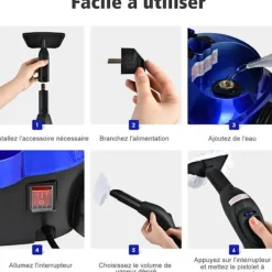 COSTWAY Ångtvättar-Mångsidig Ångtvätt 2000W För Dammkvalster-Reservoar 1,5L, 19 Tillbehör 4,0 Bar-LED-Indikator-108℃-