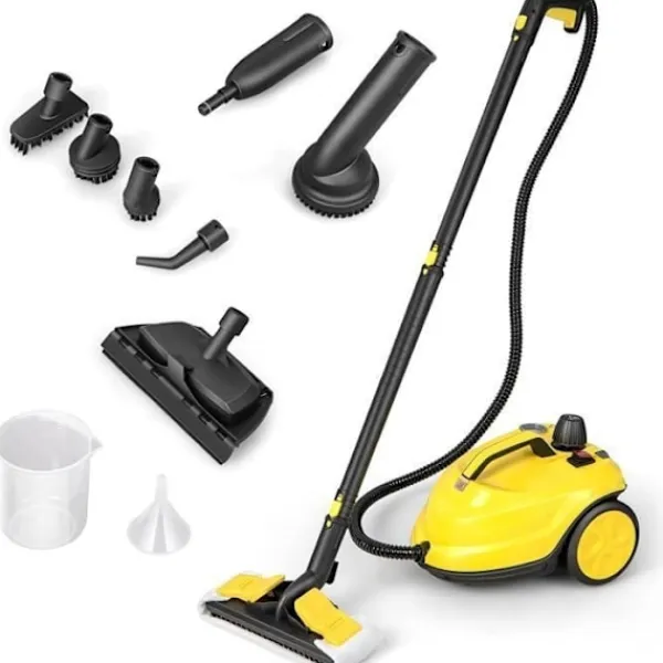 COSTWAY Ångtvättar-Mångsidig ångtvätt 2000W för vägglöss - 5 BAR - 15 tillbehör och manometrar - 1,8L tank - 160°C - 4 hjul -