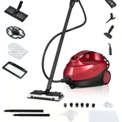 COSTWAY Ångtvättar-Mångsidig Ångtvättare 2000W för Sänglöss - 1,5L Behållare, 19 Tillbehör, 4,0 Bar, LED Indikator, 108℃, Röda kvalster