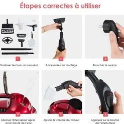 COSTWAY Ångtvättar-Mångsidig Ångtvättare 2000W för Sänglöss - 1,5L Behållare, 19 Tillbehör, 4,0 Bar, LED Indikator, 108℃, Röda kvalster