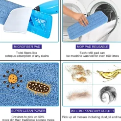 unbranded Svampar & Dukar-Mop Pads, 6 stycken Mikrofiber Rengöringsdynor Blå