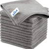 Svampar & Dukar-*MR.SIGA Mikrofiber Rengöringsduk, Universalhanddukar, Rändfria Rengöringstrasor, 12-pack, Grå, Storlek 32 x 32 cm (12,6 x 12,6 tum)