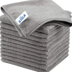 Svampar & Dukar-*MR.SIGA Mikrofiber Rengöringsduk, Universalhanddukar, Rändfria Rengöringstrasor, 12-pack, Grå, Storlek 32 x 32 cm (12,6 x 12,6 tum)
