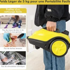 COSTWAY Ångtvättar-Multifunktionell Dammaskin 2000W för Vägglöss-5,0 BAR-15 Tillbehör och Manometrar-Reservoir 1,8L-Allhjul.