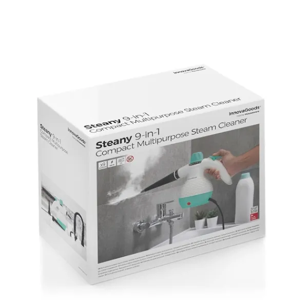 InnovaGoods Ångtvättar-Multifunktionell 9-i-1 handhållen steamer med tillbehör Steany 0,35 L 3 Bar 1000W
