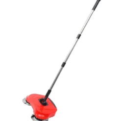 Städmaskiner-Multifunktionell 3-i-1 Hushållsrengöring Lat Handtryck Sopmaskin Sopskyffel Papperskorg 360 Roterande Golvrengöringsmopp (Röd)