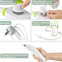Northix Ångtvättar-Multifunktionell ångtvätt bärbar handhållen ångrengöringsmaskin med 1000 W power green