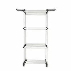 HERZBERG Tvättillbehör-Multifunktionell torkställning 20m vit och svart HG8034-BW