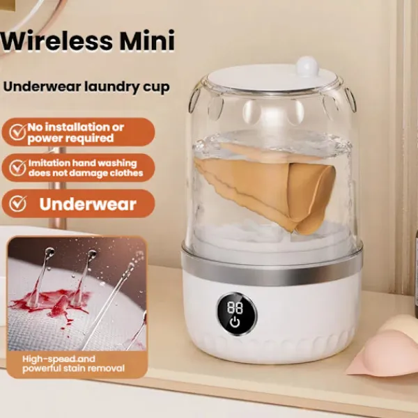 FJORD Städmaskiner-Multifunktionell Tvättmaskin, Mini Bärbar Tvättmaskin, Touchskärm, 3 Hastighetslägen, Toppöppning, Vattentät, Lämplig För Resor