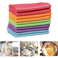 DAO Svampar & Dukar-Multifunktionella rengöringsdukar med fiskfjällsmönster, mikrofiberdukar med tråd för polering av glas och torkning av disk [DB] 30 X 40cm