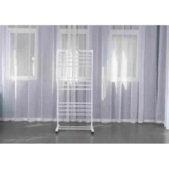 HERZBERG Tvättillbehör-Multifunktions torkställ - - HG8034-WHT - 20m torklinje - Rostfritt stål - Inomhus/utomhus