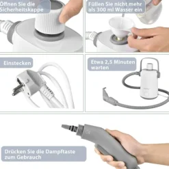 Northix Ångtvättar-Multifunktionsångtvätt bärbar handhållen ångrengöringsmaskin med 1000 W effektgrå