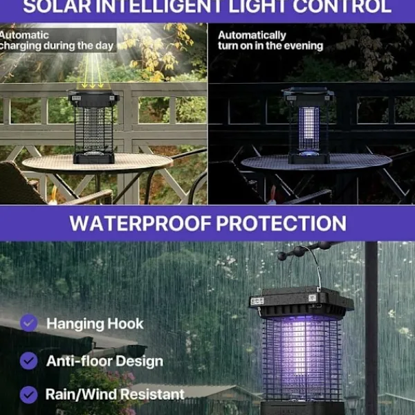 Xuigort Skadedjur & Insekter-Myggdödande lampa för utomhus- och inomhusbruk, solcellsbaserad UV-myggdödande lampa, elektrisk lampa för insektsfångst
