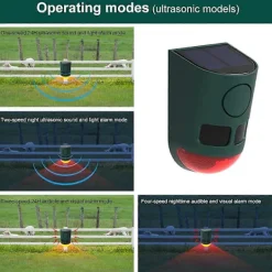 Skadedjur & Insekter-N911B Soldriven Ultraljud Djuravvisare för Utomhus Infraröd Rörelsesensor Ljud Ljus Alarm Fågel Skadedjursavskräckare