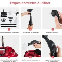 COSTWAY Ångtvättar-Ångmopp 2000W för Sängbuggar - Mångsidig Ånga 1,5L Reservoir, 19 Tillbehör 4,0 Bar för Golv, Mattor