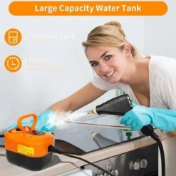 Ångtvättar-Ångrenare för Hem & Bil - 2500W Handhållen Tryckångare | 15 sekunders Uppvärmning | 6 Ångnivåer | 1,2L Vattentank - Perfekt för Djuprengöring
