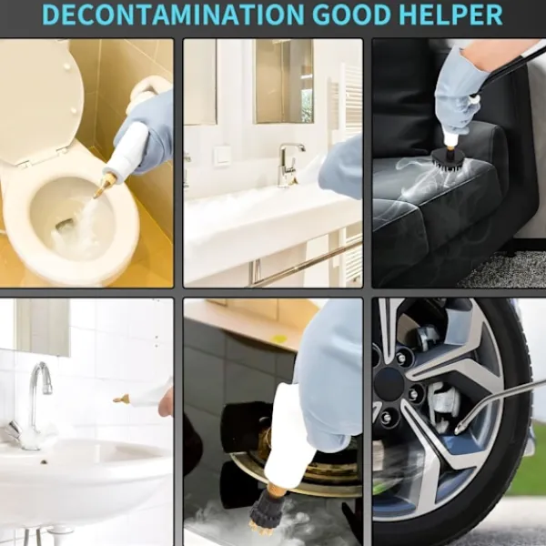 Ångtvättar-Ångrengörare, 2500W Högtemperatur Ångrengörare, Bärbar Ångrengöringsmaskin, 10S Snabb Uppvärmning, med 3 Borsthuvuden (Vit)