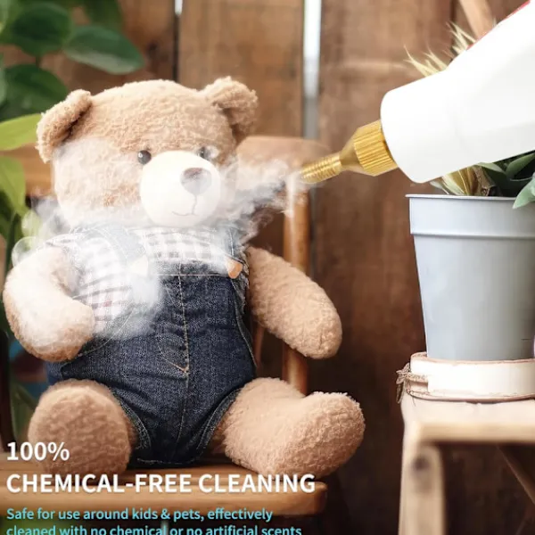 Ångtvättar-Ångrengörare, 2500W Högtemperatur Ångrengörare, Bärbar Ångrengöringsmaskin, 10S Snabb Uppvärmning, med 3 Borsthuvuden (Vit)