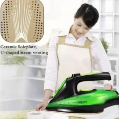 ECLshop Strykjärn-Ångstrykjärn 2400W Trådlös 5 Justerbar Hastighet Droppskydd Kalkskydd EU-kontakt Grön