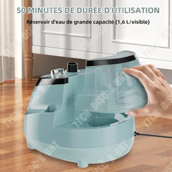 LUNAVO Ångtvättar-Ångstrykningsapparat vertikal - TECH DISCOUNT - 1.6L - 1800W - 10 hastigheter - Högtemperatursterilisering