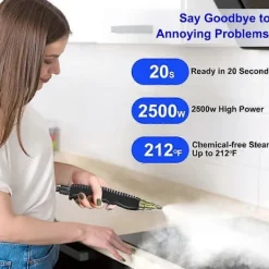 BEBETTER Ångtvättar-Ångtvätt för hemmabruk, handhållen ångare för rengöring, 2500W (Brittiska bestämmelser)