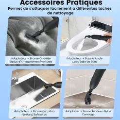 COSTWAY Ångtvättar-Ångtvätt för vägglöss 1600W -180℃-3 Bar-Reservoir 1L-Förvärmning på 15s-Justerbar Intensitet-12 Tillbehör-Vit