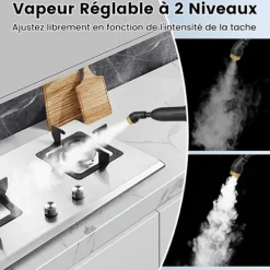 COSTWAY Ångtvättar-Ångtvätt för vägglöss 1600W -180℃-3 Bar-Reservoir 1L-Förvärmning på 15s-Justerbar Intensitet-12 Tillbehör-Vit
