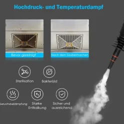 Northix Ångtvättar-Ångtvätt handhållen 9-delad tillbehörssats och säker design ångrengöring gul