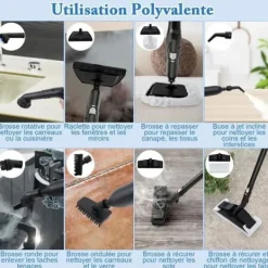 COSTWAY Ångtvättar-Ångtvätt 2000W för vägglöss 5BAR-19 Tillbehör-Reservoir 1,8L-Universaldäck-160℃-Autonomi 35 min-Vit