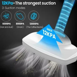 Dammsugare & Tillbehör-12000Pa Sladdlös Skaftdammsugare med LED-Frontljus 6000mAh Batteritid 30 min Laddning 4-5h Handdammsugare för Hem Hård