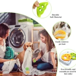 Tvättillbehör-8-pack anti-hår tvättmaskin anti-hår borste husdjur tvätt hår fångare (grön och orange) tvättmaskin och torktumlare för hundhår katthår