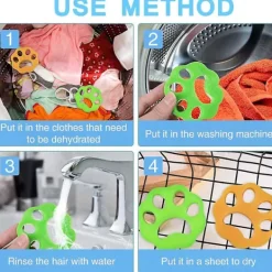 Tvättillbehör-4-pack Anti-Hårboll, Djurhårsrengöringsverktyg, Tvättmaskinsdamm och Skräp Fångar Djurhår som Fäster vid Dina Kläder