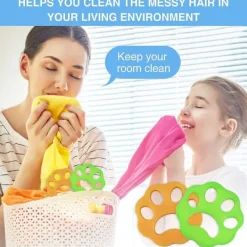 Tvättillbehör-4-pack Anti-Hårboll, Djurhårsrengöringsverktyg, Tvättmaskinsdamm och Skräp Fångar Djurhår som Fäster vid Dina Kläder