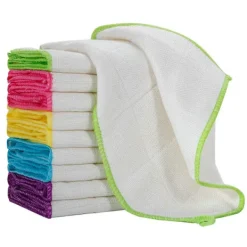 Svampar & Dukar-10-pack Bambu Disktrasor Handdukar Kökstrasor för Rengöring Disktrasor Tvättbara Absorberande Maskintvättbara, Slumpmässiga Färger