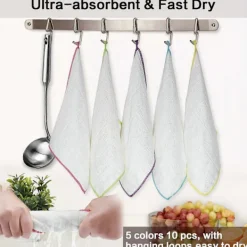 Svampar & Dukar-10-pack Bambu Disktrasor Handdukar Kökstrasor för Rengöring Disktrasor Tvättbara Absorberande Maskintvättbara, Slumpmässiga Färger