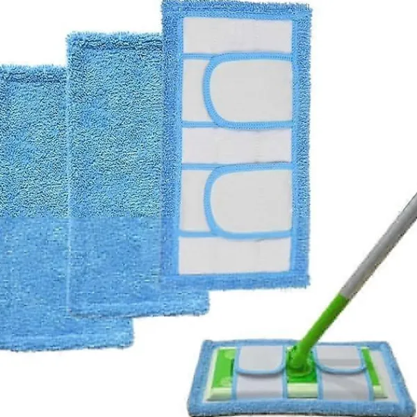 AquaForge Städmoppar-3-pack, Blå Swiffer Sweeper-kompatibla, återanvändbara ersättningsdukar