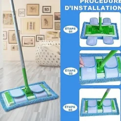 AquaForge Städmoppar-3-pack, Blå Swiffer Sweeper-kompatibla, återanvändbara ersättningsdukar