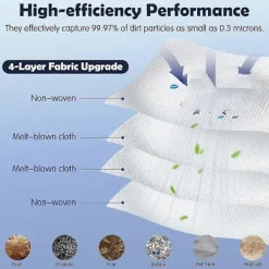 Dammsugare & Tillbehör-12-pack dammpåsar för Roborock QV 35A / QR 798 / QR 598 robotdammsugare - Inkluderar 4 trasor & 8 dammpåsar