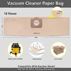 Dammsugare & Tillbehör-10-pack dammsugarpåsar för Karcher 6.959-130.0 WD3 WD3P MV3 A2204 A2254 A2604 Ersättningsfilterpåsar i papper för våt- och torrdammsugare, damm B