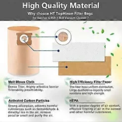 Dammsugare & Tillbehör-10-pack dammsugarpåsar för Karcher 6.959-130.0 WD3 WD3P MV3 A2204 A2254 A2604 Ersättningsfilterpåsar i papper för våt- och torrdammsugare, damm B