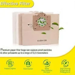 Dammsugare & Tillbehör-10-pack dammsugarpåsar för Karcher 6.959-130.0 WD3 WD3P MV3 A2204 A2254 A2604 Ersättningsfilterpåsar i papper för våt- och torrdammsugare, damm B