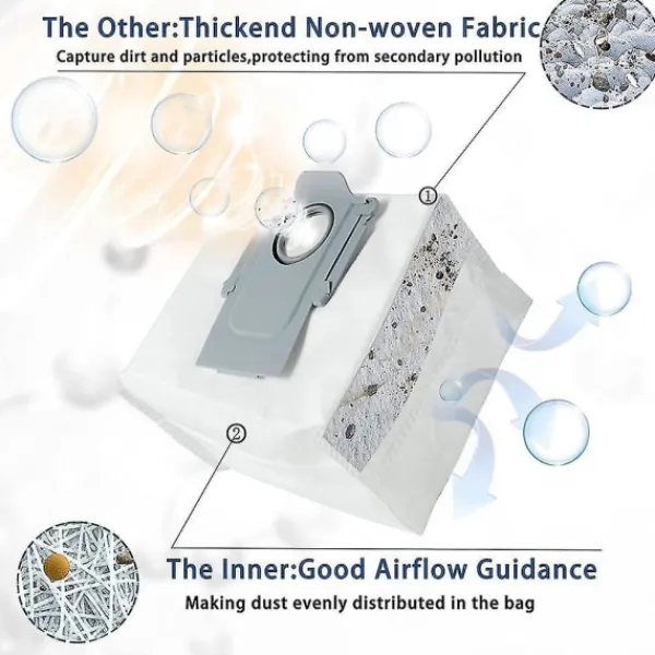 Dammsugare & Tillbehör-12-pack dammsugarpåsar för Roborock Q7 Max /q7 Max+ / Q7 Max Plus