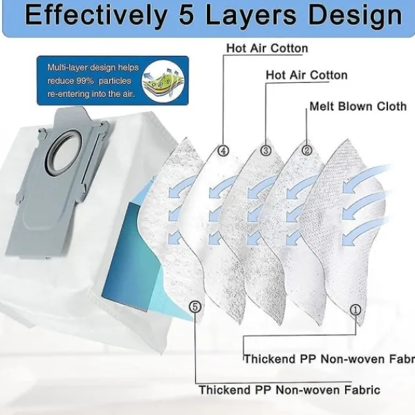 Dammsugare & Tillbehör-12-pack dammsugarpåsar för Roborock Q7 Max /q7 Max+ / Q7 Max Plus